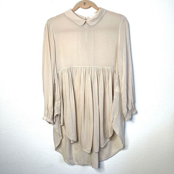 Urban Outfitters Cooperative Women's Size M Beige Babydoll Blouse Tunic - Picture 13 of 13